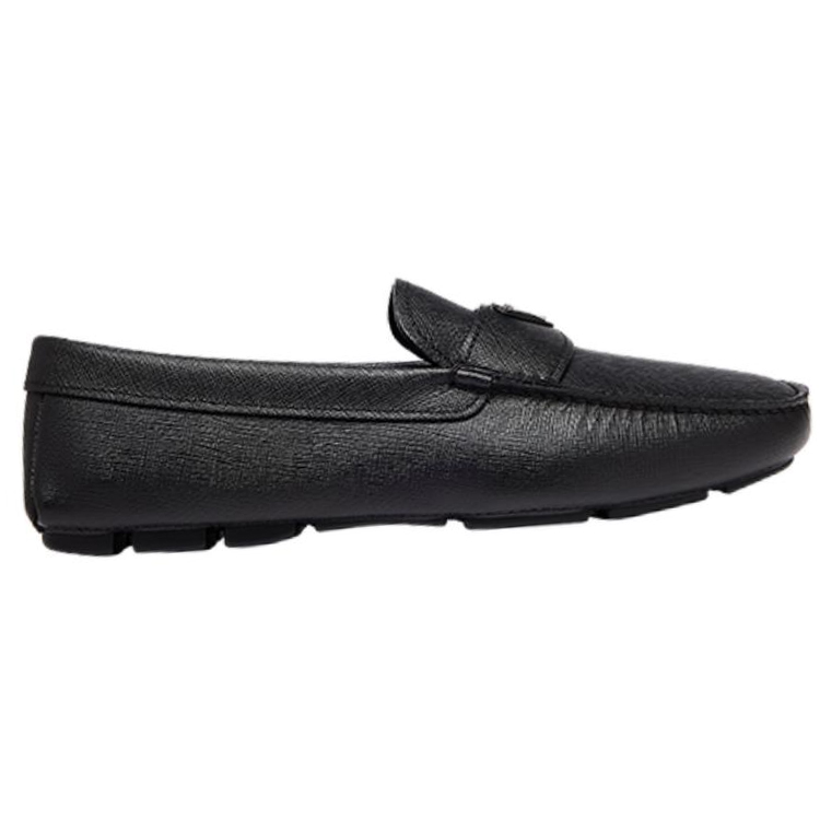 PRADA Triangle-logo Leather Loafers