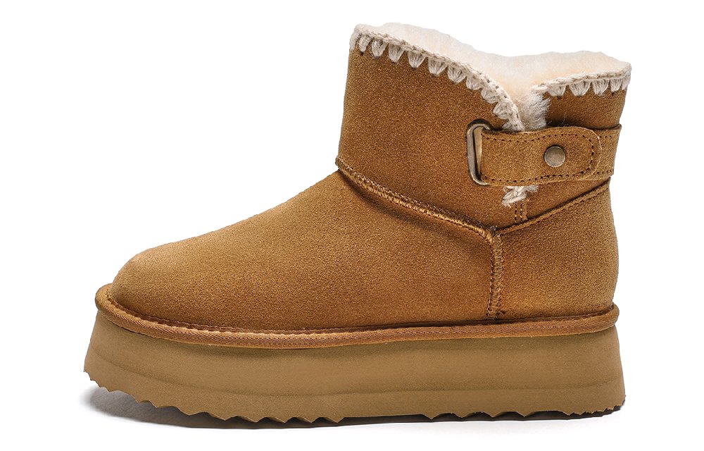 EBLAN Warm Wear-Resistant Slip-Resistant Ankle-Length Snow Boots Women's Chestnut