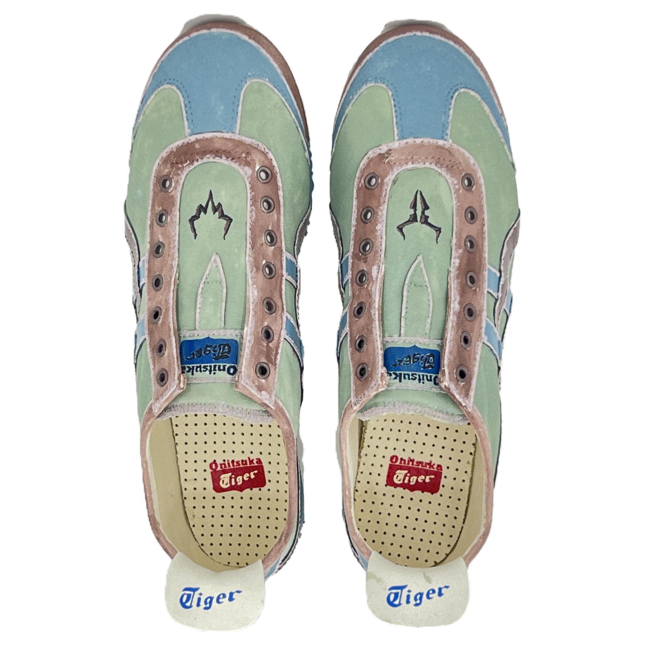 Onitsuka Tiger MEXICO 66 Anti-Slip And Wear-Resistant Breathable Low-Top Casual Shoes Unisex Green Blue