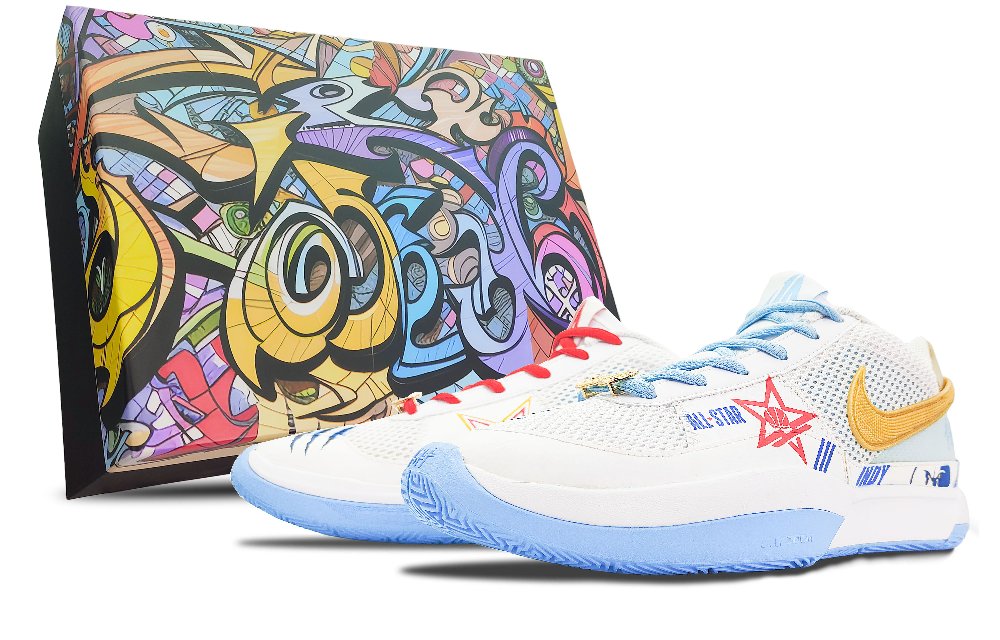 Nike Ja 1 Morant 1st Generation Cushioned Slip-Resistant Low-Top Basketball Shoes Unisex Blue White
