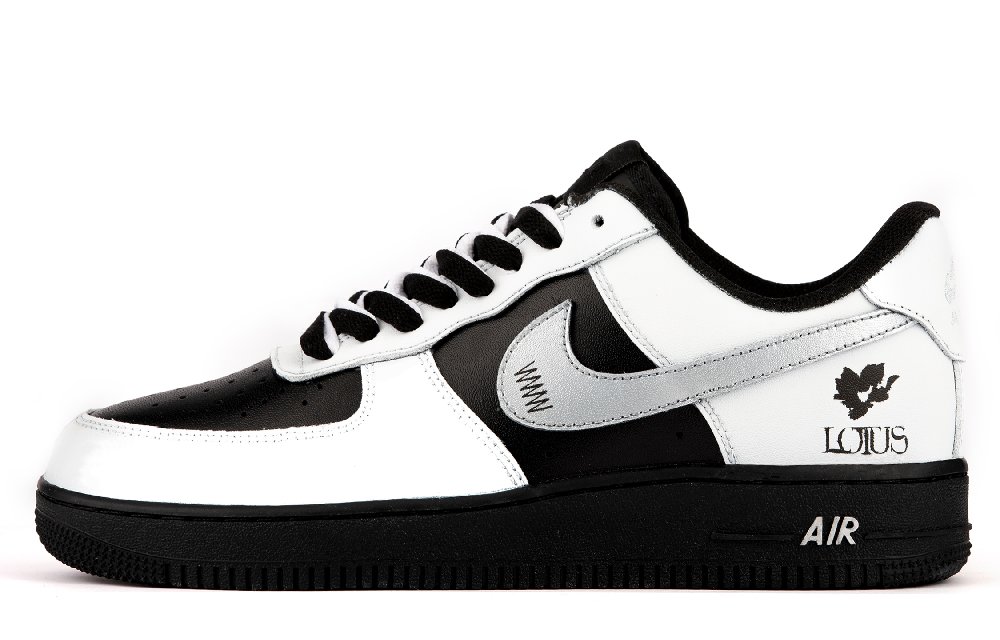 Nike Air Force 1 Abrasion Resistant Low Top Skateboard Shoes Unisex Black White Silver