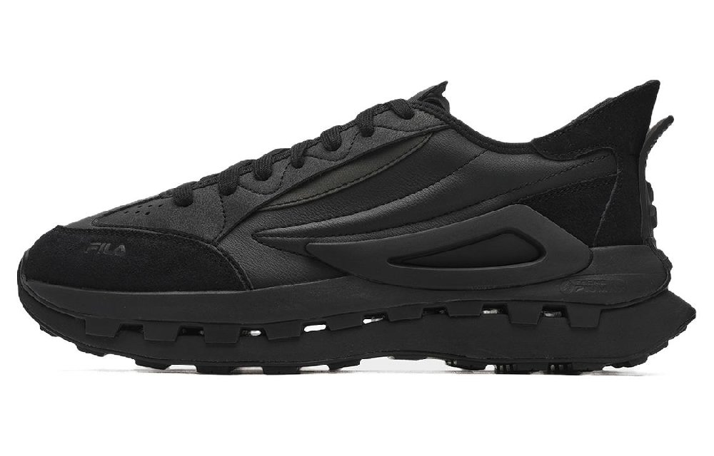 FILA KM Cushioned Wear-Resistant Breathable Low-Top Casual Running Shoes Men's Black