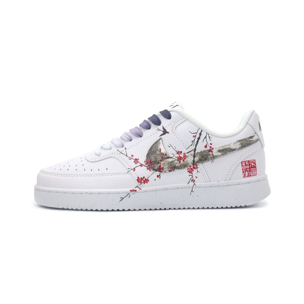 Nike Court Vision 1 Skateboard Shoes Men Low-Top Black White Red