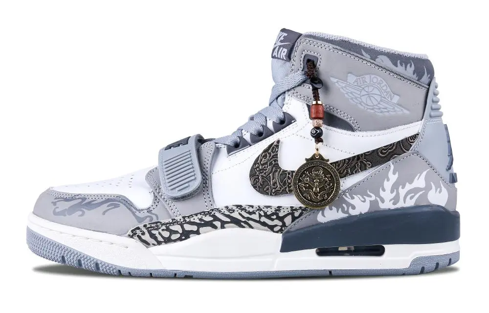 Jordan Legacy 312 High Top Vintage Basketball Shoes Men's White Gray