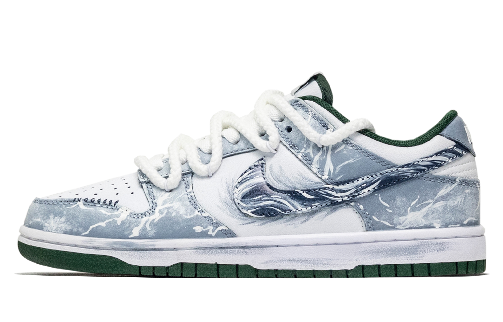 Nike Dunk 668, Awakening The Tide Abrasion Resistant Low Top Skateboard Shoes Unisex Blue Green
