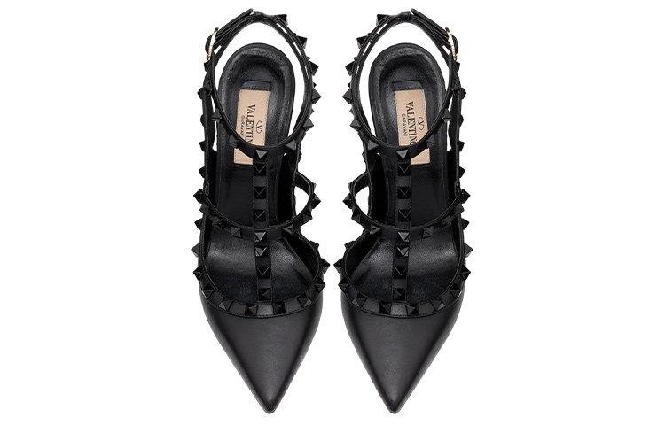 Valentino Rockstud GARAVANI Slim Heel High Heels 10cm Women's Black