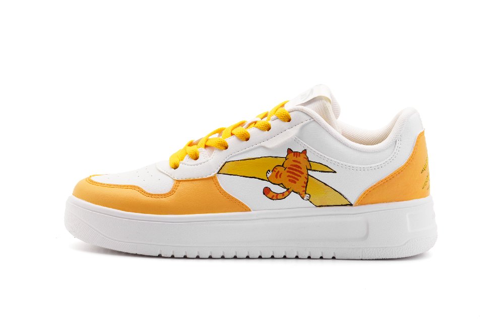 Anta Slip Resistant Cushioning Low Top Skateboard Shoes Unisex White Yellow