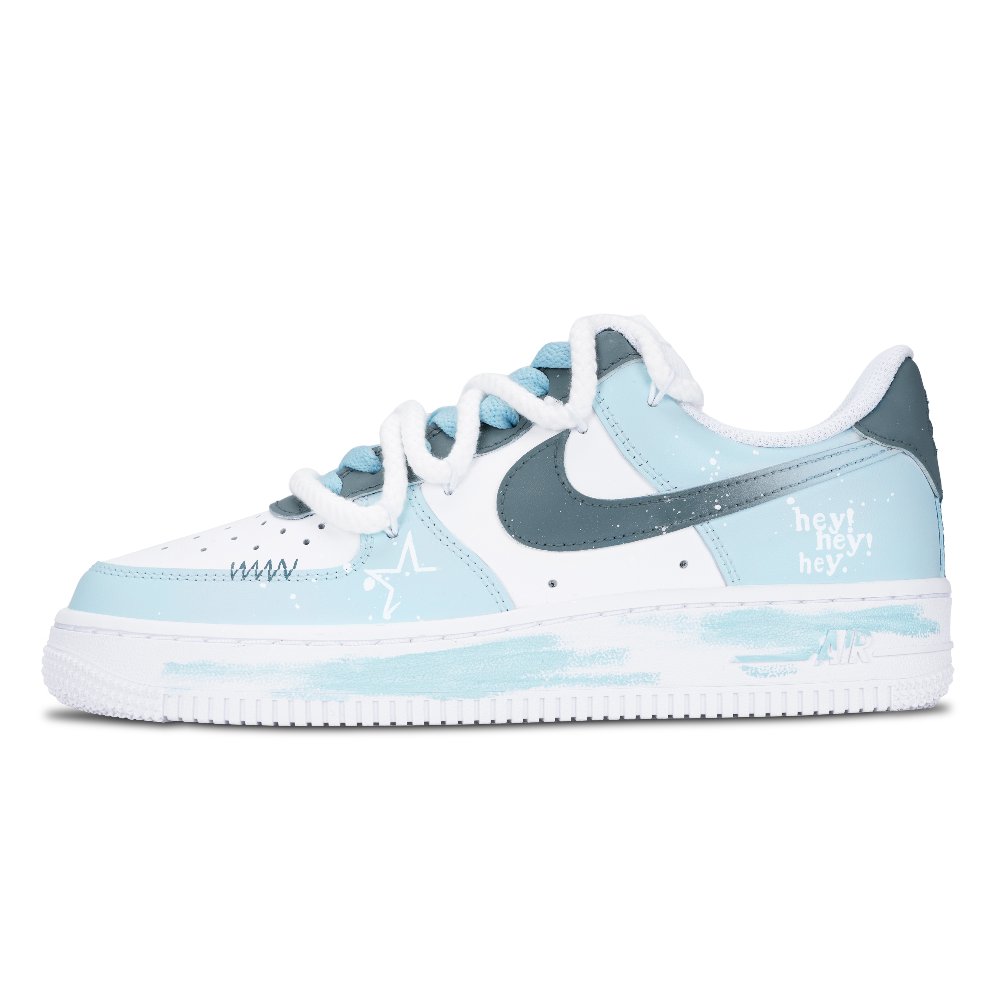 Nike Air Force 1 Air Force 1 Slip Resistant Cushioning Abrasion Resistant Low Top Skateboard Shoes Unisex Lake Blue