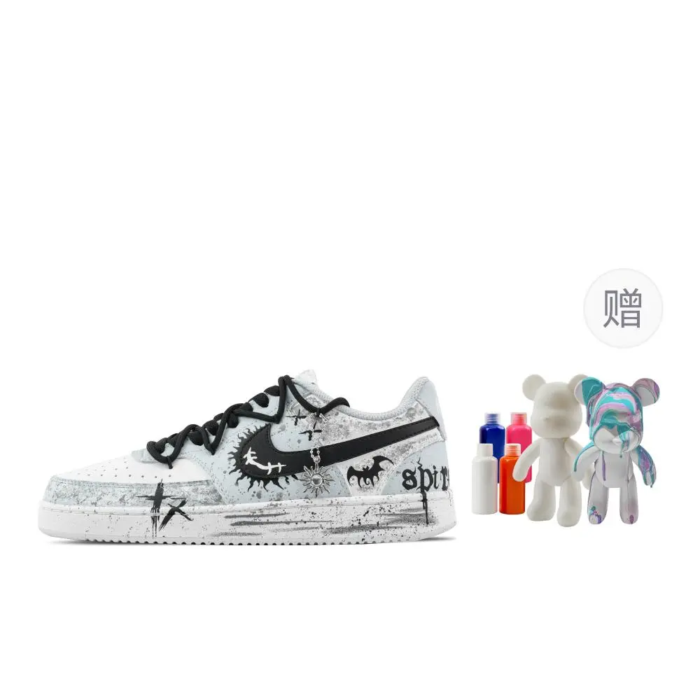 Nike Court Vision 1 Dark Night Cross, Fluid Bear Abrasion Resistant Low top Skateboard Shoes Unisex Blue Black White