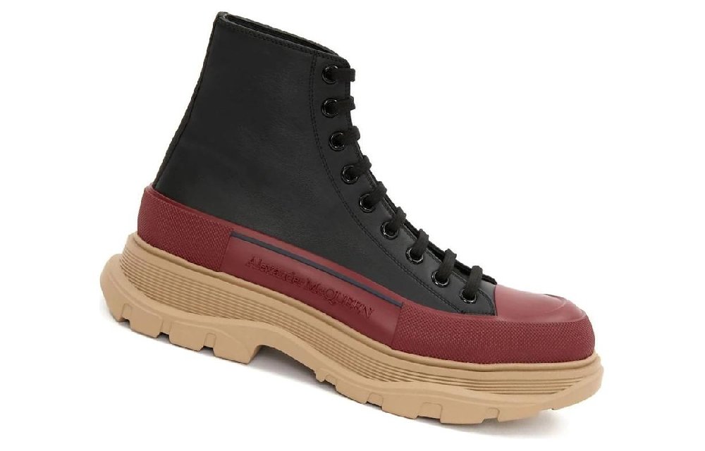 Alexander McQueen Tread Slick Platform Shoes Men's Black Red