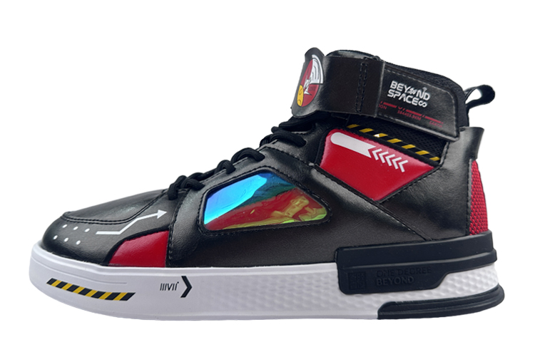 361° Anti Slip Wear Resistant High Top Skateboard Shoes Men's Black Red