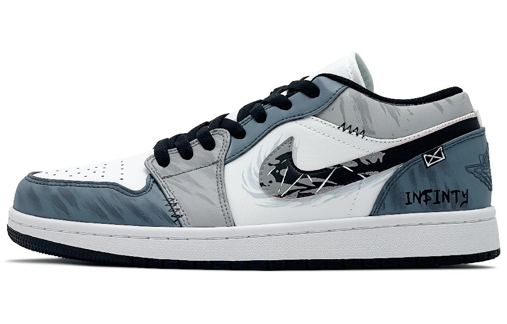 Jordan Air Jordan 1 Abrasion Resistant Low Top Vintage Basketball Shoes Unisex Black White Blue