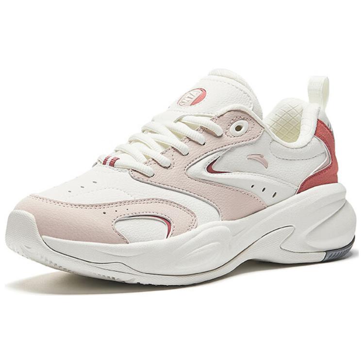 Anta ACE Anti-Slip Wear-Resistant Low-Top Chunky Sneakers Women's Ivory White Lotus Grey Stardust Red