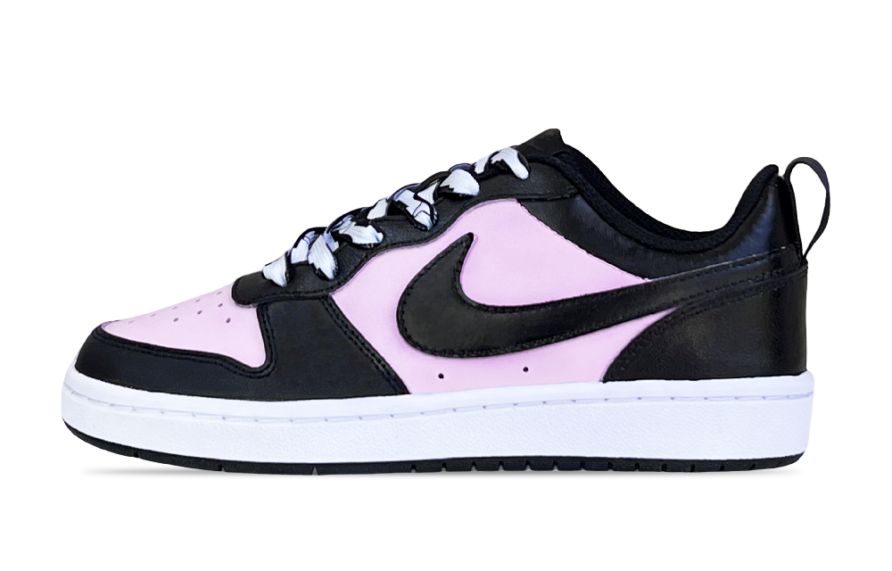Nike Court Borough Berry Soda Low Top Skateboard Shoes GS Black Purple