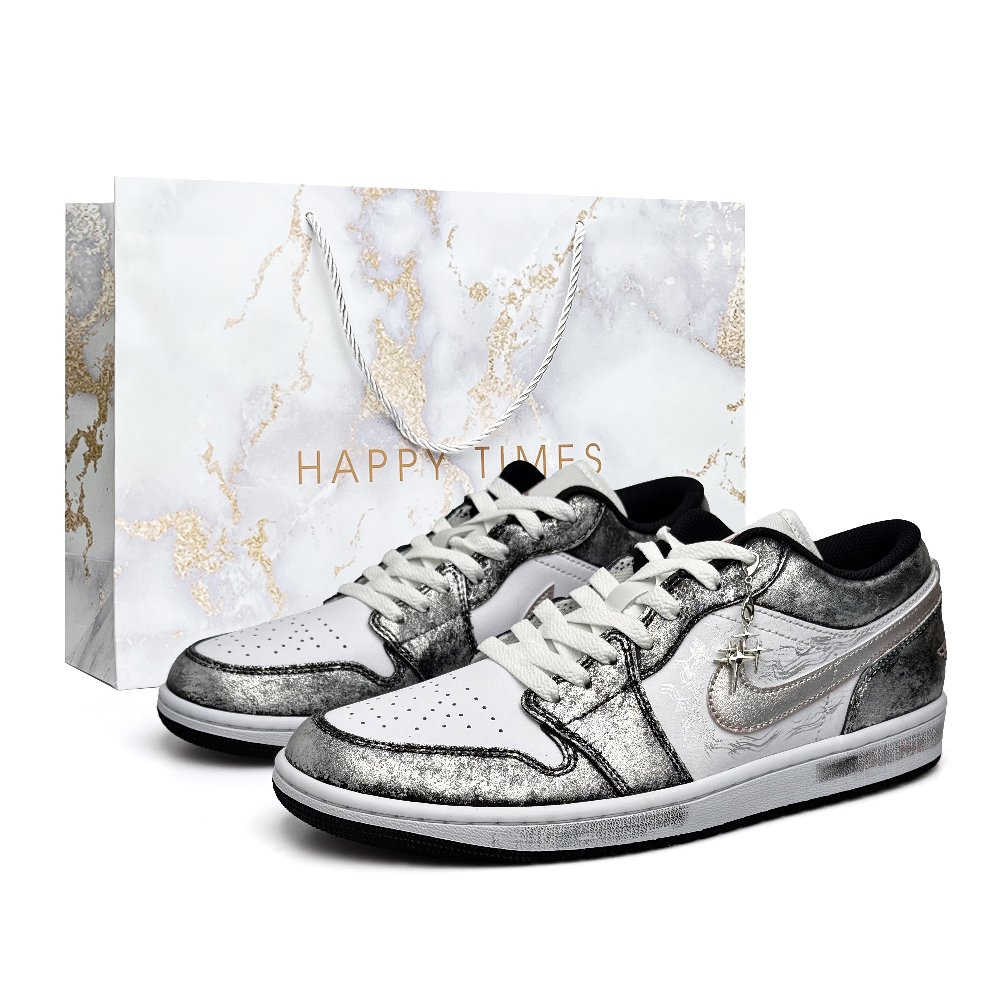 Jordan Air Jordan 1 Vintage Basketball Shoes Unisex Low top Black/Silver/Pink