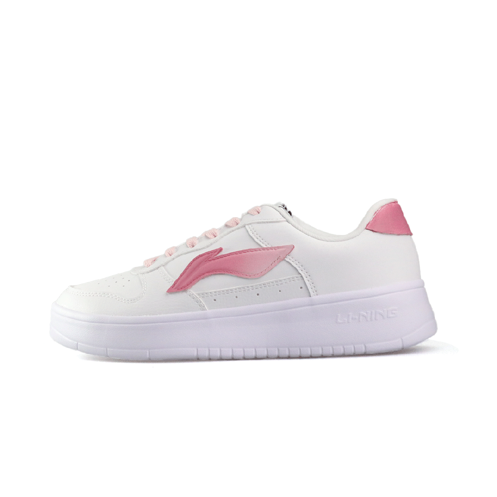 LiNing Pontoon Boats Slip Resistant, Abrasion Resistant, Breathable Low top Skateboard Shoes Women's White Pink
