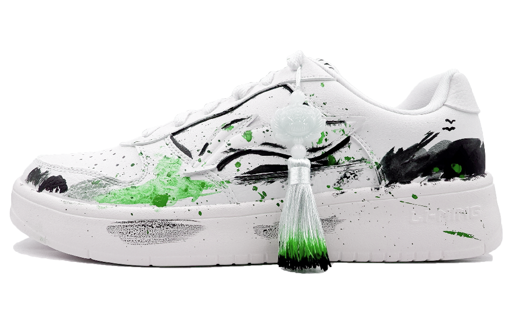 LiNing Pontoon Boats Anti-Slip And Wear-Resistant Breathable Low-Top Skateboard Shoes Unisex White Black Green