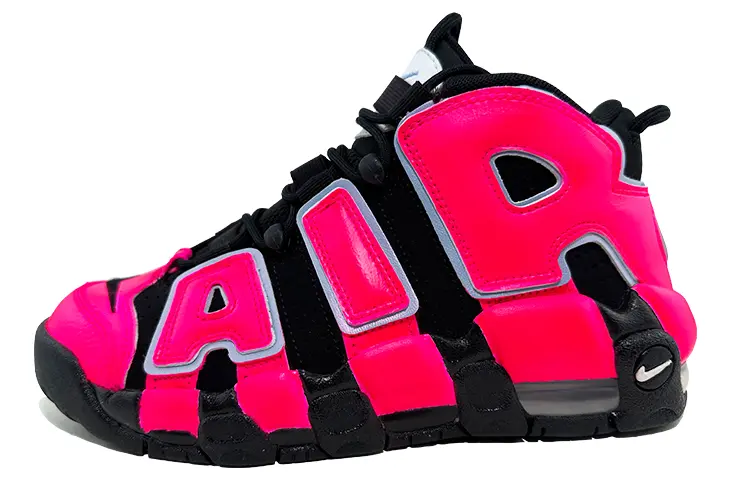 Nike Air More Uptempo Slip-Resistant Coverage Mid-Top Skateboard Shoes GS Black Rose Red