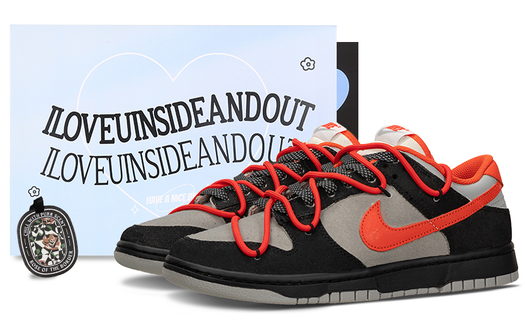 Nike Dunk Skateboard Shoes Unisex Low-Top Black/Gray/Red