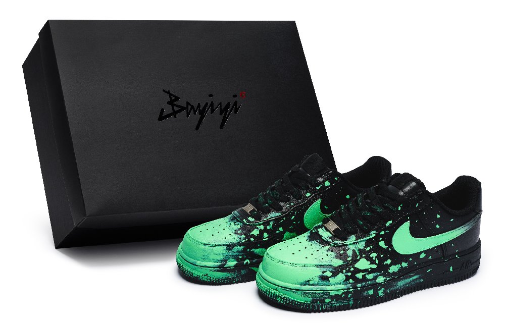 Nike Air Force 1 07 811 Manufacture Crazy Graffiti Green Special Shoe Box Low-Top Skateboard Shoes Unisex Black Green