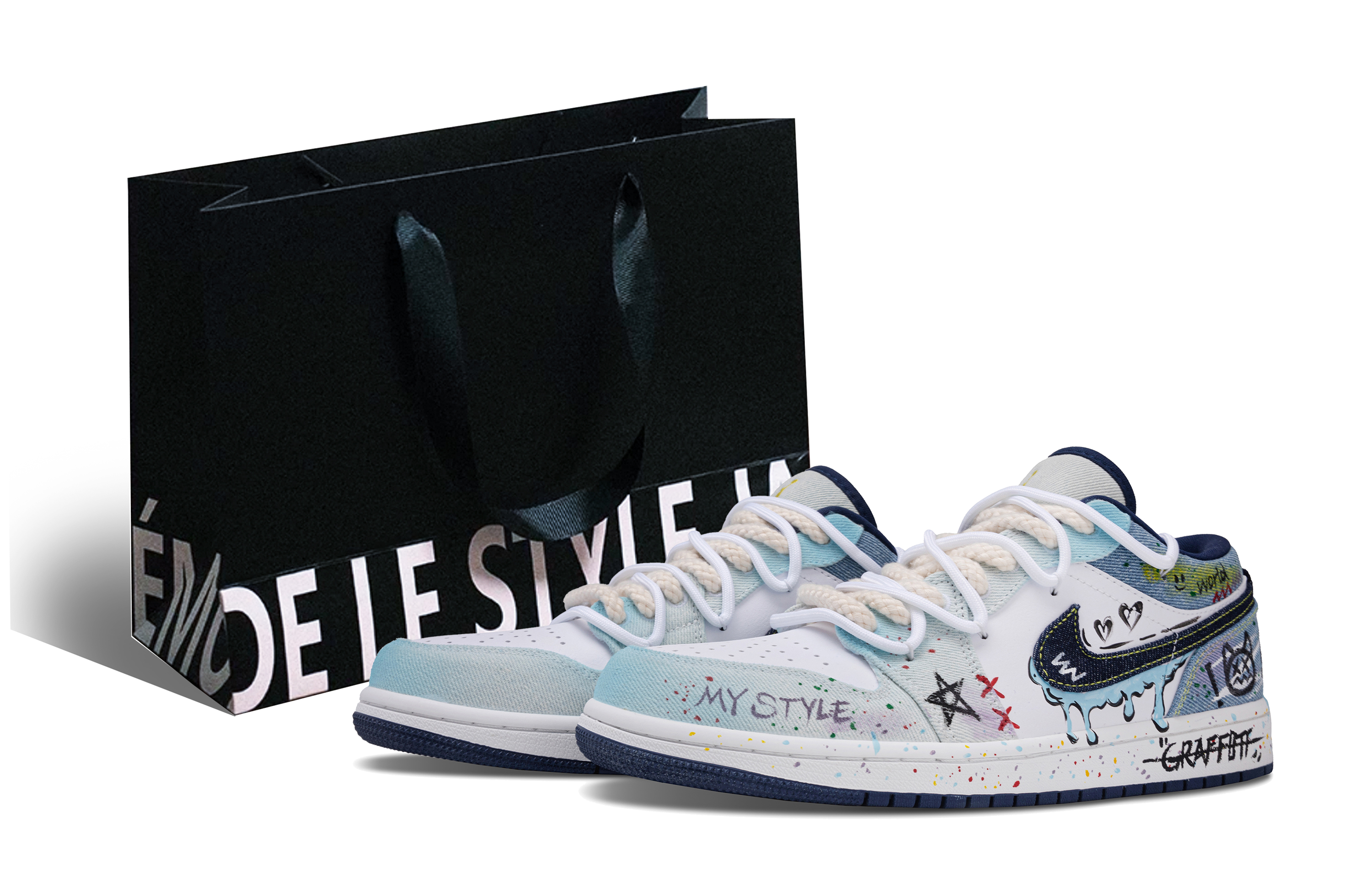 Jordan Air Jordan 1 Graffiti Style Abrasion Resistant Low top Vintage Basketball Shoes Men's купить в интернет-магазине Yoocart с быстрой доставкой по России.