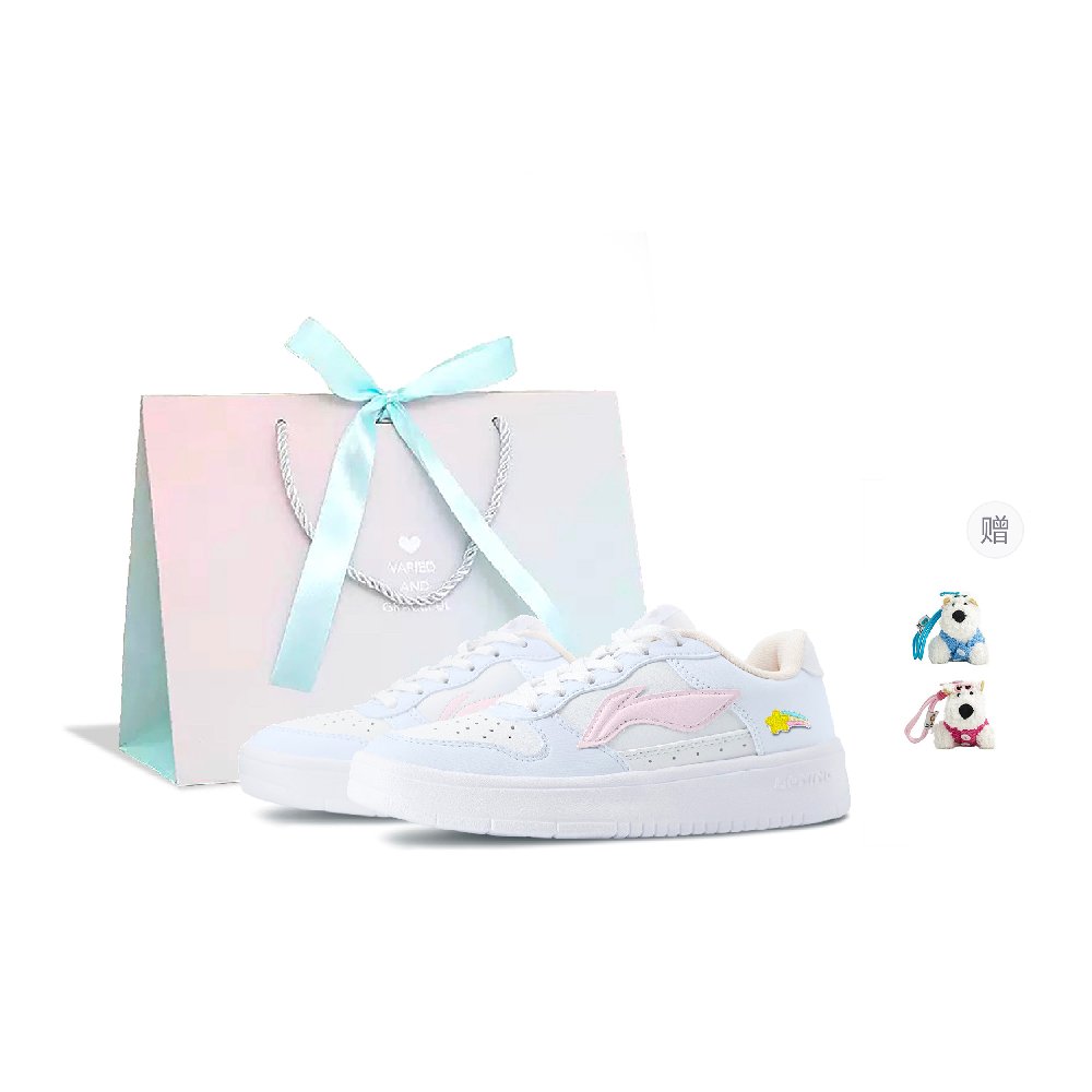 LiNing Pontoon Boats Slip Resistant, Abrasion Resistant, Breathable Low Top Skateboard Shoes Women's Blue Pink