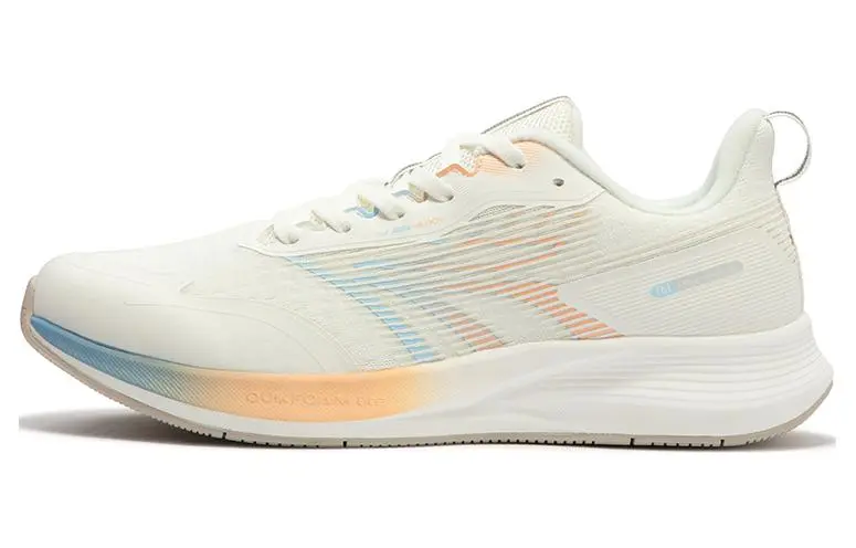 361° Cushioning Low Top Sprint Running Shoes Women's White Blue Yellow