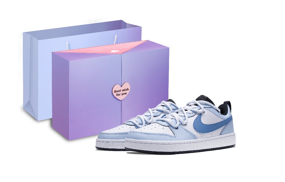 Nike Court Borough Horizon Anti-Slip Wear-Resistant Low-Top Skateboard Shoes GS Blue White