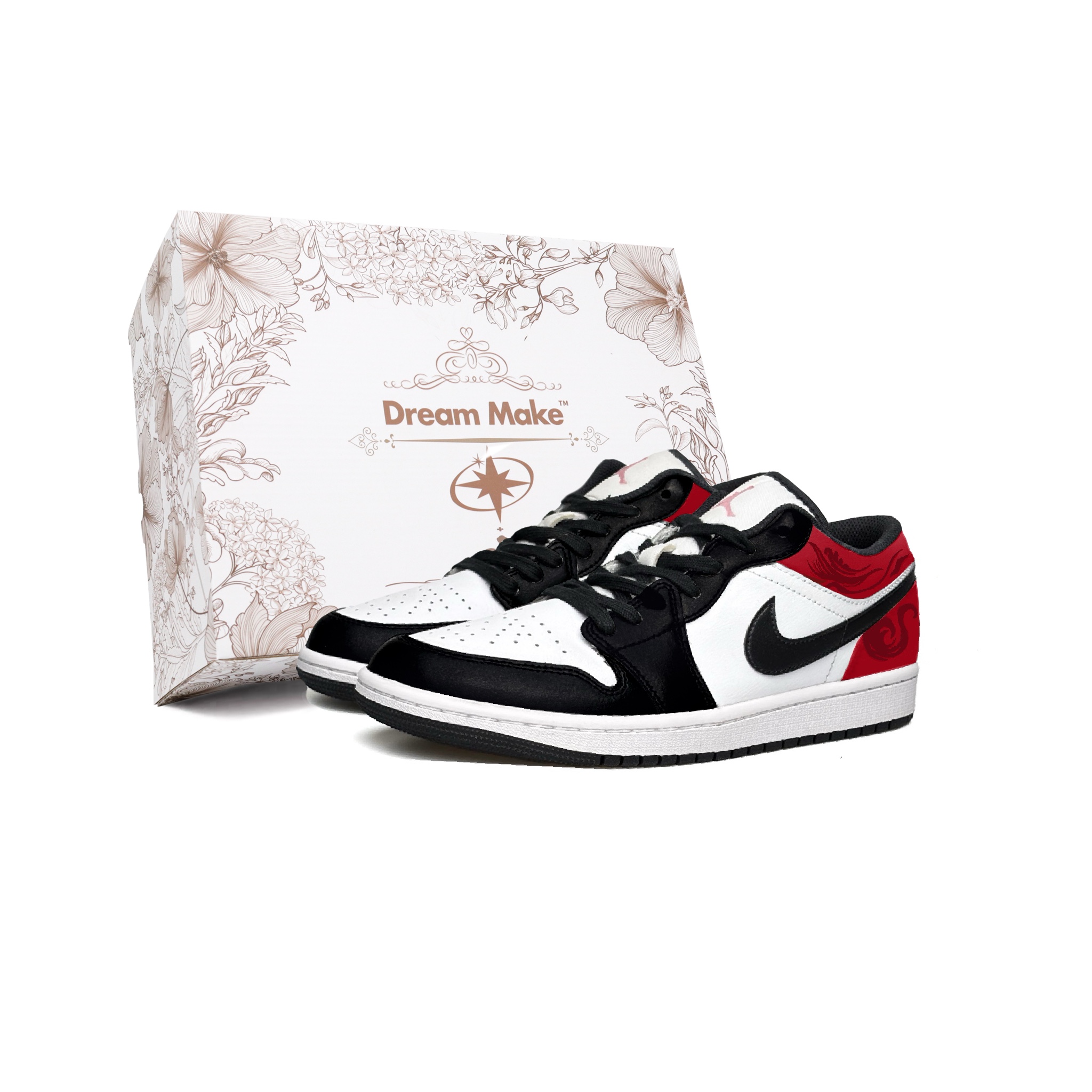 Jordan Air Jordan 1 WAO Abrasion Resistant Low top Vintage Basketball Shoes Unisex Black Red