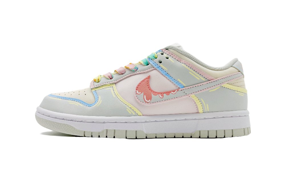 Nike Dunk Rainbow Sugar Anti-Slip Wear-Resistant Low-Top Skateboard Shoes Women's Gray Pink