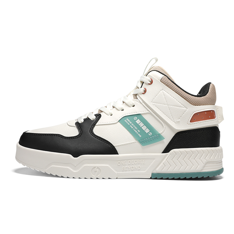 361° Warm High-Top Skateboard Shoes Men's White Cyan