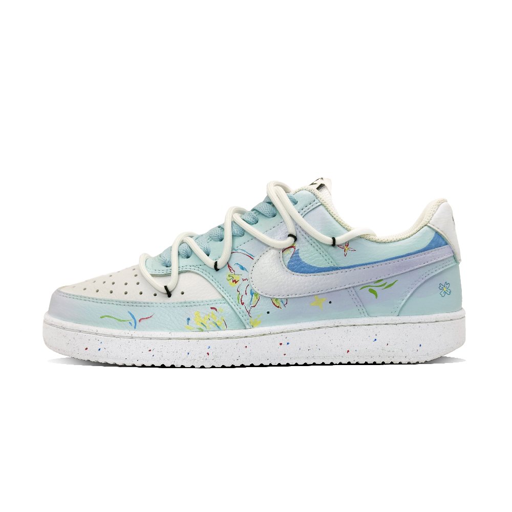 Nike Court Vision 1 Coverage Anti-Slip And Wear-Resistant Low-Top Skateboard Shoes Men's Light Blue