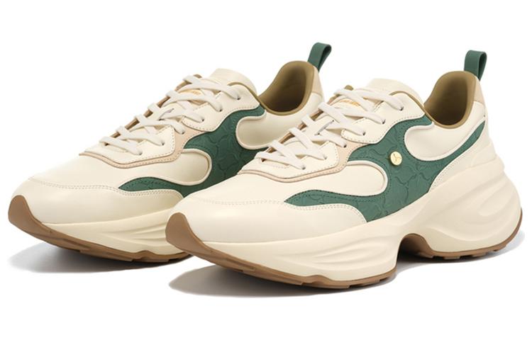 LI-NING 1990 Clouds Rebound Cushioning Slip-Resistant Low-Top Running Shoes Men's Yellow Green Khaki