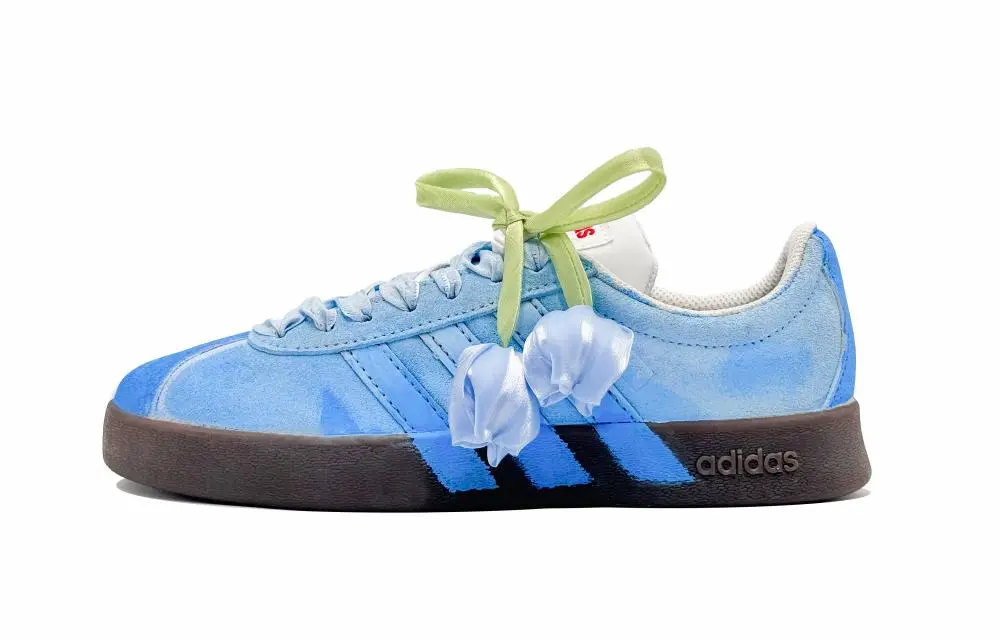 Adidas VL COURT 2.0 Lifestyle Tulip Blue Abrasion Resistant Low Top Skateboard Shoes Women's Sky Blue