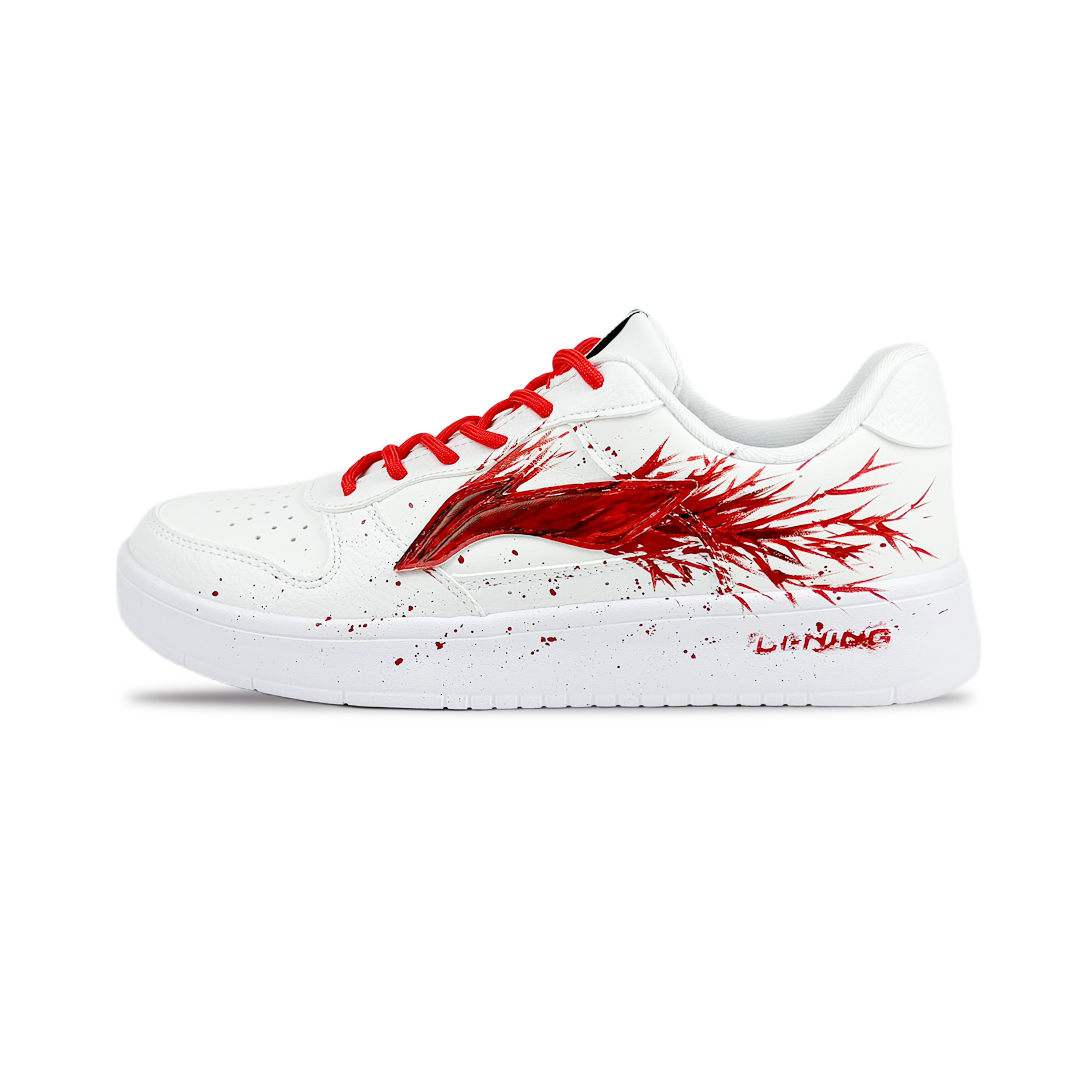 LiNing Pontoon Boats Cushioning, Wear Resistant Low top Skateboard Shoes Men's Red White