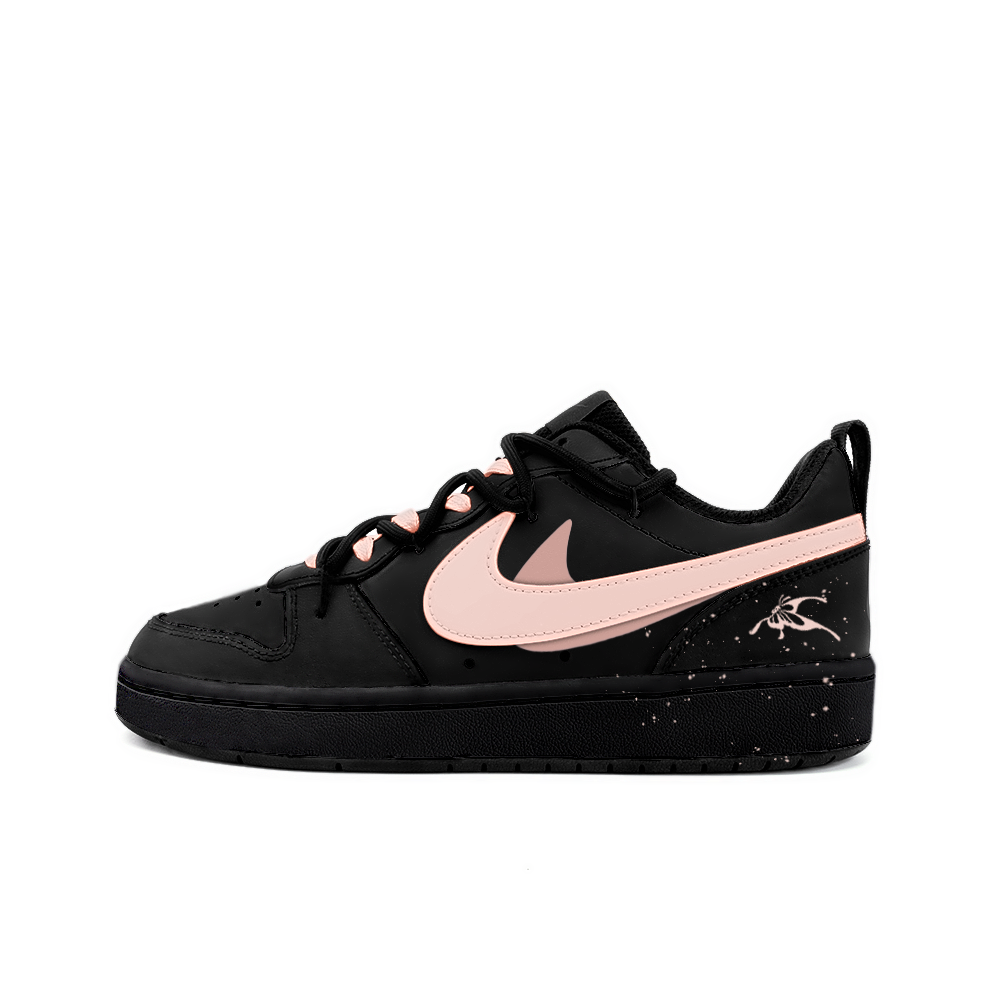 Nike Court Borough 2 Non slip Lightweight Low Top Skateboard Shoes GS Black Pink