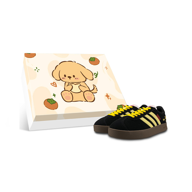 Adidas VL COURT 2.0 Slip Resistant Low top Skateboard Shoes Unisex Black Yellow