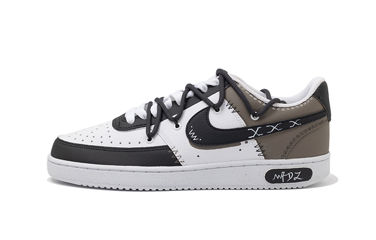 Nike Court Vision 1 Slip Resistant Shock Absorbers Low top Skateboard Shoes Men's Black White Brown
