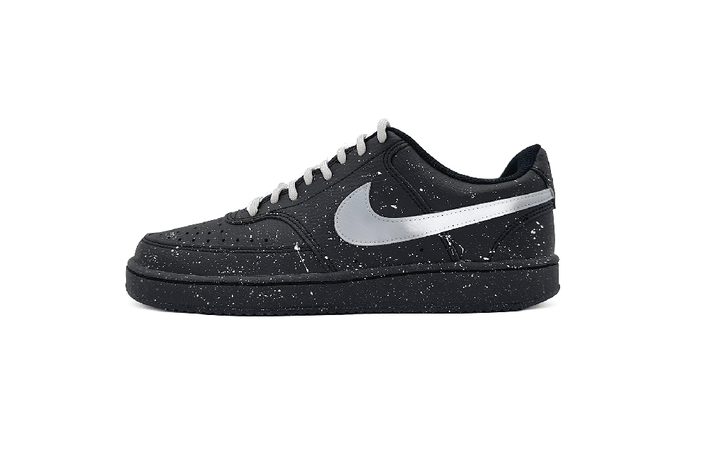 Nike Court Vision Anti-Slip Wear-Resistant Low-Top Skateboard Shoes Unisex Black White