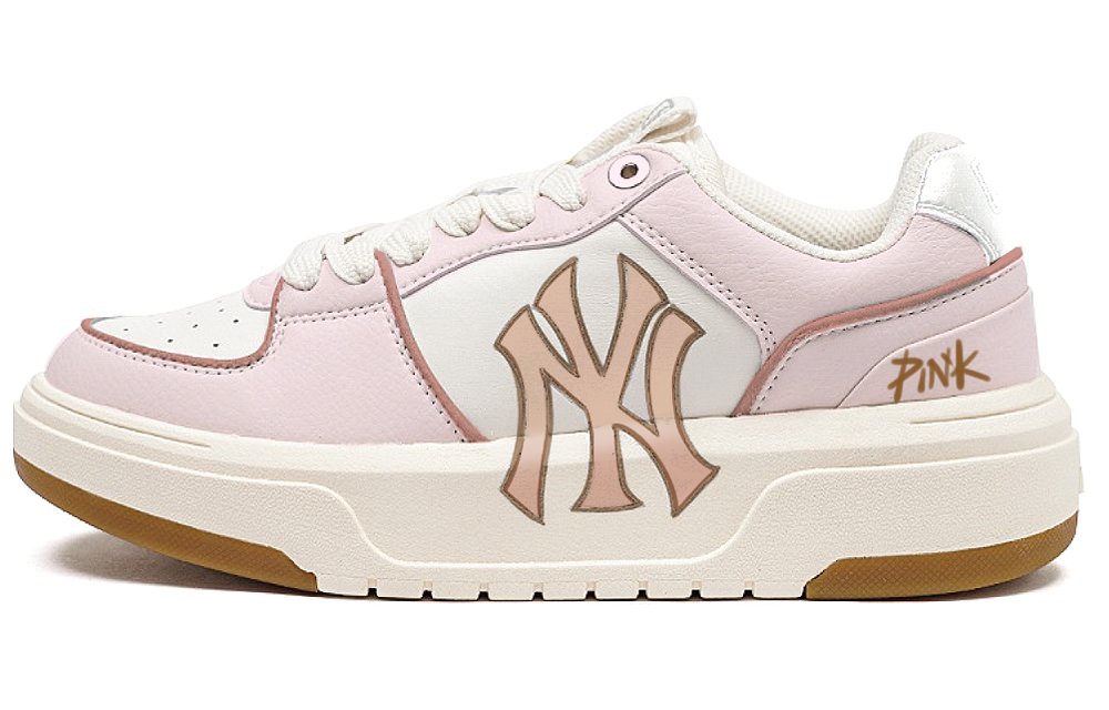 MLB Chunky Liner American Vintage Anti-Slip Wear-Resistant Low-Top Skateboard Shoes Unisex White Pink