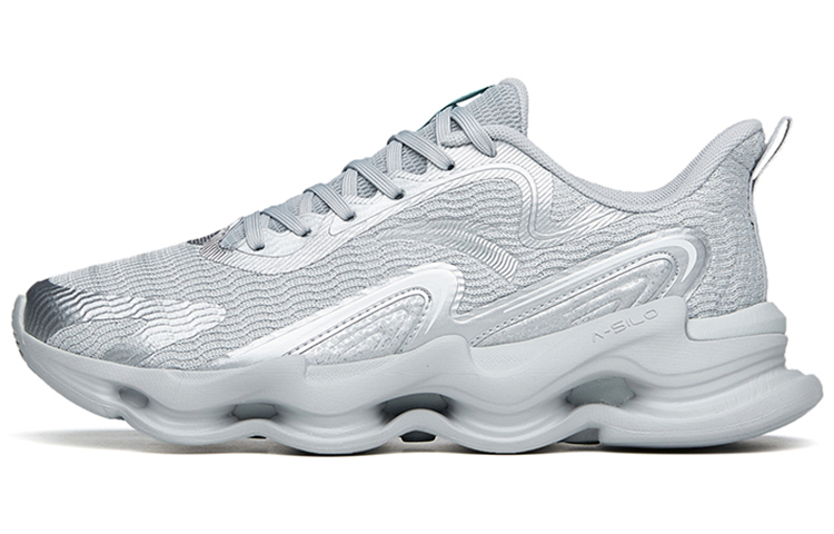 Anta Cushioned Anti-Slip Wear-Resistant Breathable Lightweight Low-Top Running Shoes Men's Silver