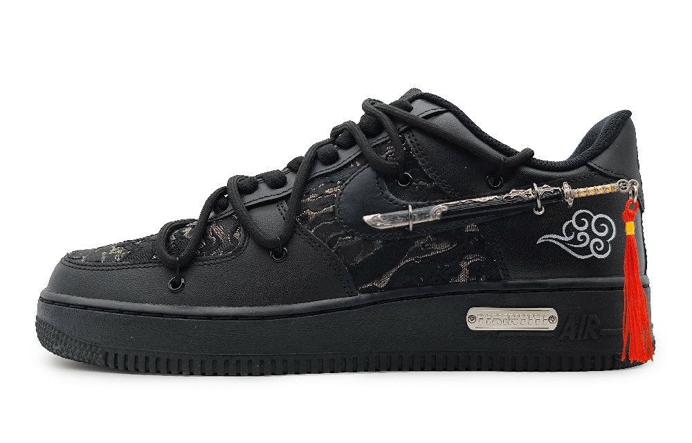 Nike Air Force 1 Skateboard Shoes Women's Low-Top Black Gold