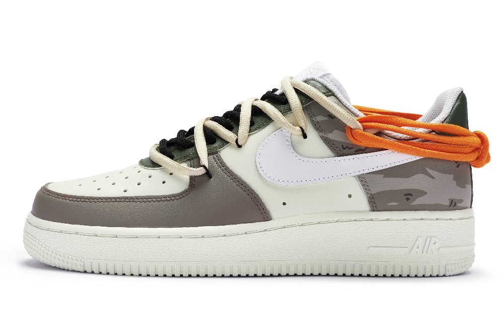 Nike Air Force 1 07 Anti-Slip Wear-Resistant Low-Top Skateboard Shoes Men's Beige Gray Green