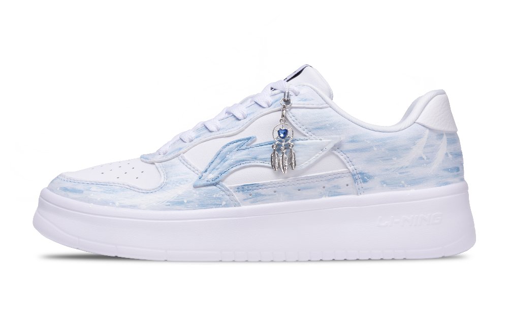 LiNing Pontoon Boats Abrasion Resistant, Lightweight, And Breathable Low Top Skateboard Shoes Men's White Blue