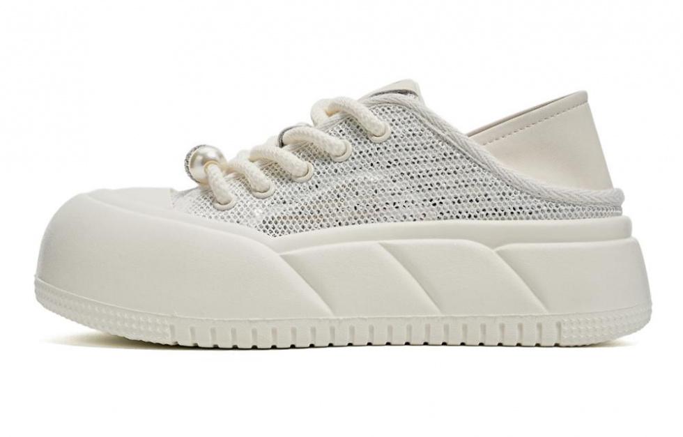 EBLAN Breathable Lightweight Wear-Resistant Slip-Resistant Low-Top Casual Shoes Women's White