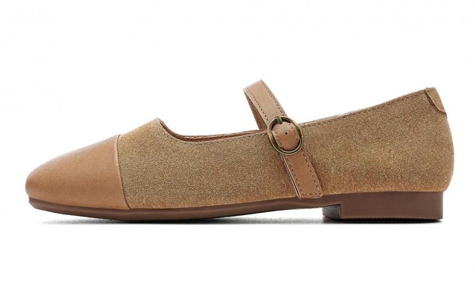 EBLAN Flat Mary Jane Shoes Women's Camel