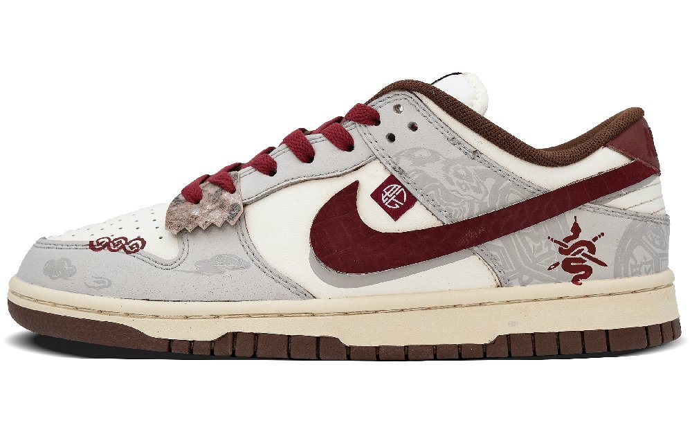 Nike Dunk Anti-Slip Wear-Resistant Low-Top Skateboard Shoes Women's Beige Red