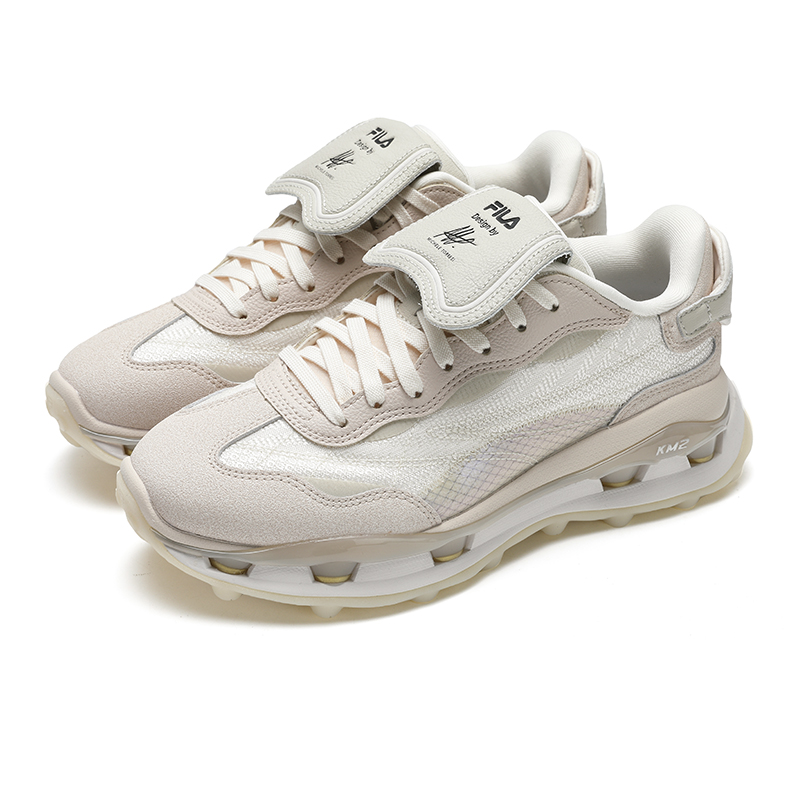 FILA KM2 Slip-Resistant Low-Top Running Shoes Women's White Yarn