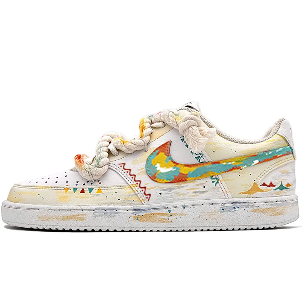 Nike Court Vision 1 Clash Of Clans Abrasion Resistant Low top Skateboard Shoes Men's White Yellow