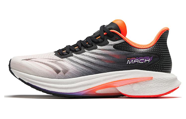 Anta MACH 4.0 Cushioning, Slip Resistant, Rebound Low Top Casual Running Shoes Men's White Black Orange